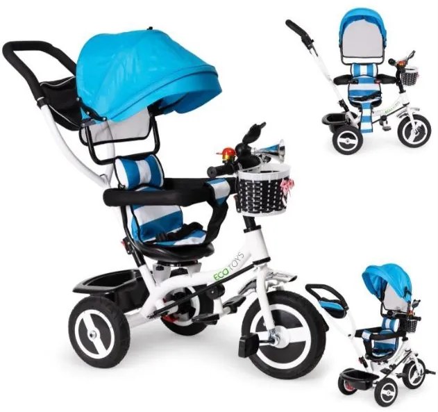 ECOTOYS Detská trojkolka s rotačným sedadlom Blue