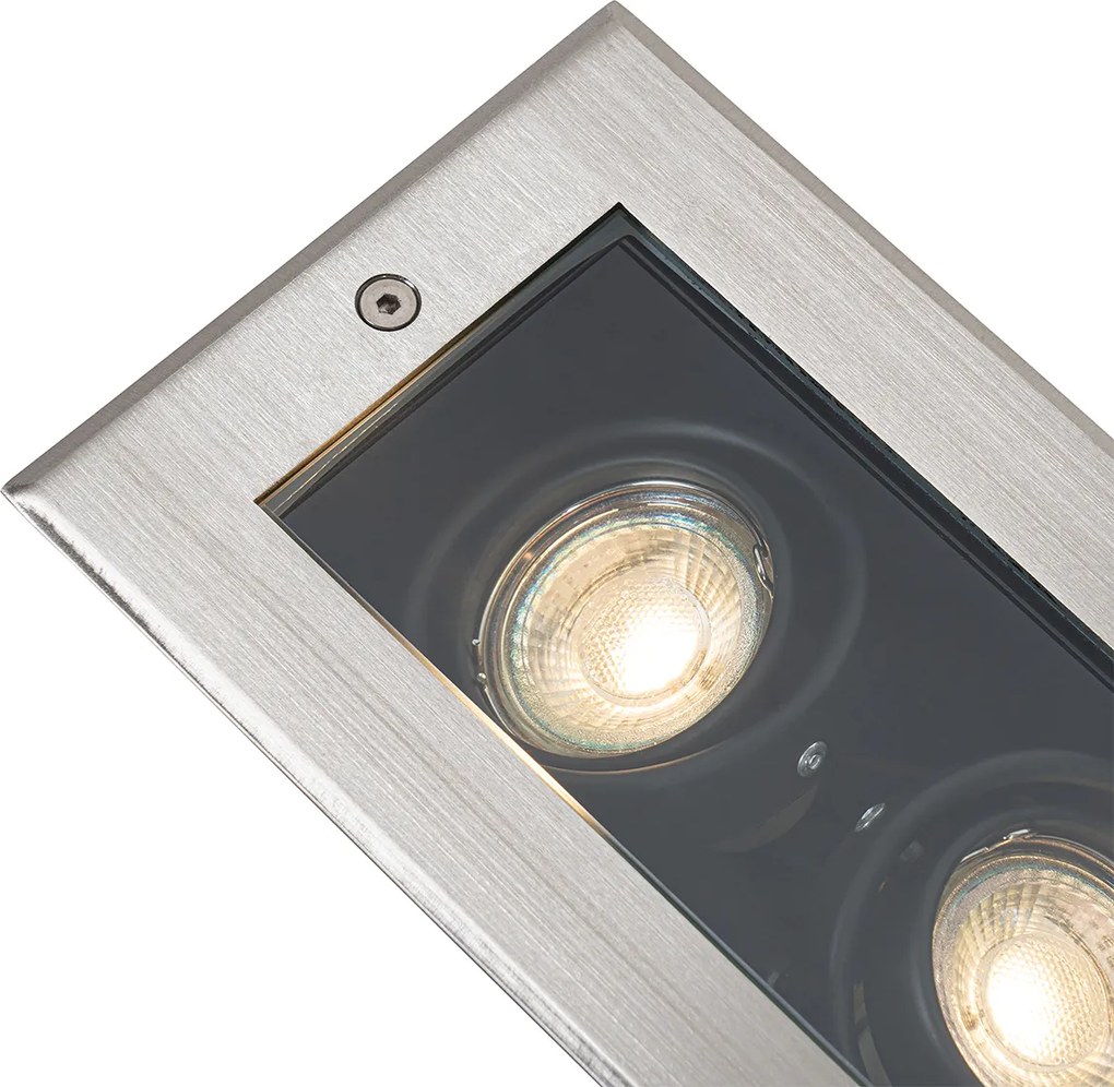 Inteligentné zemné bodové svietidlo oceľové 2-svetlá nastaviteľné IP65 vr. 2 GU10 50mm - Oneon