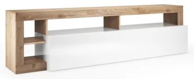 Televízny stolík LENOR biela/svetlý dub