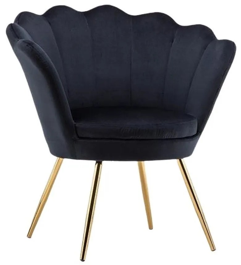 LuxuryForm DESIGN Kreslo FREY VELUR so zlatými nohami - čierne