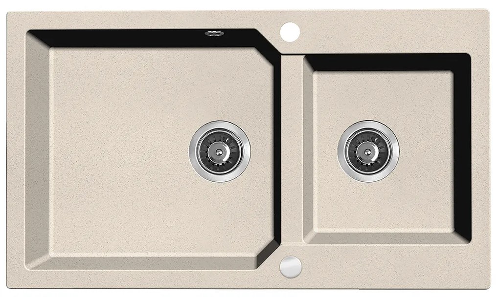 Kuchinox Milos, 2-komorový granitový drez 860x500x215 mm + sifón, béžová, LAV-SPM_4208