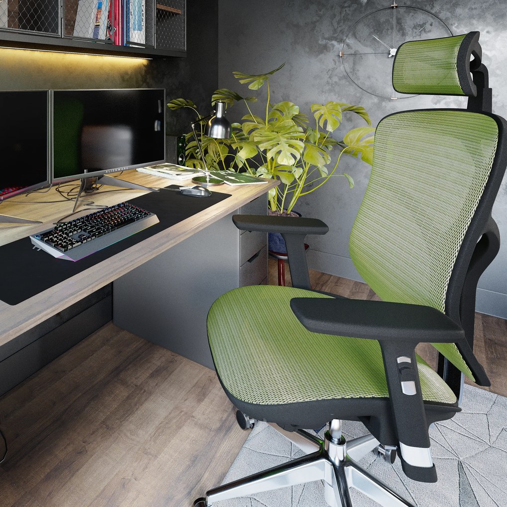 Ergonomické kreslo Diablo V-Basic, čierno-zelené