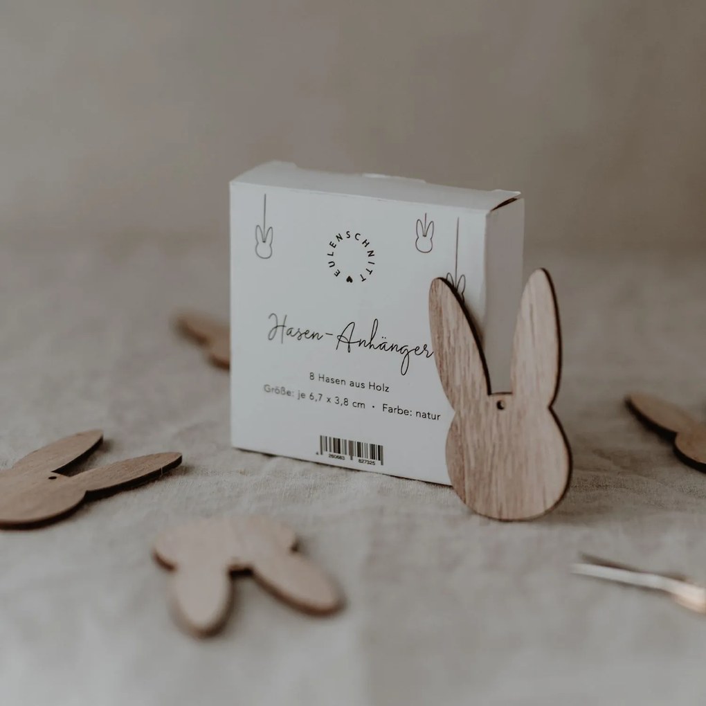 Eulenschnitt Veľkonočná ozdoba Rabbit Natural – set 8 ks