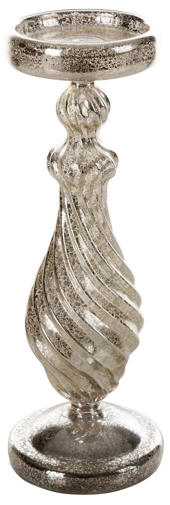 SKLENENÝ SVIETNIK 12C 10X30 CM STRIEBORNÁ