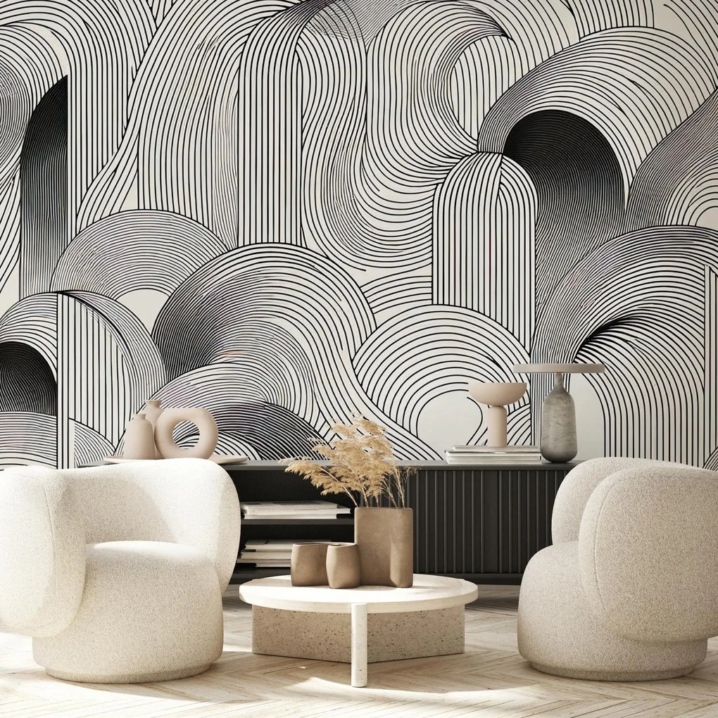 Fototapeta - Zmätok čiernych línií (147x102 cm)