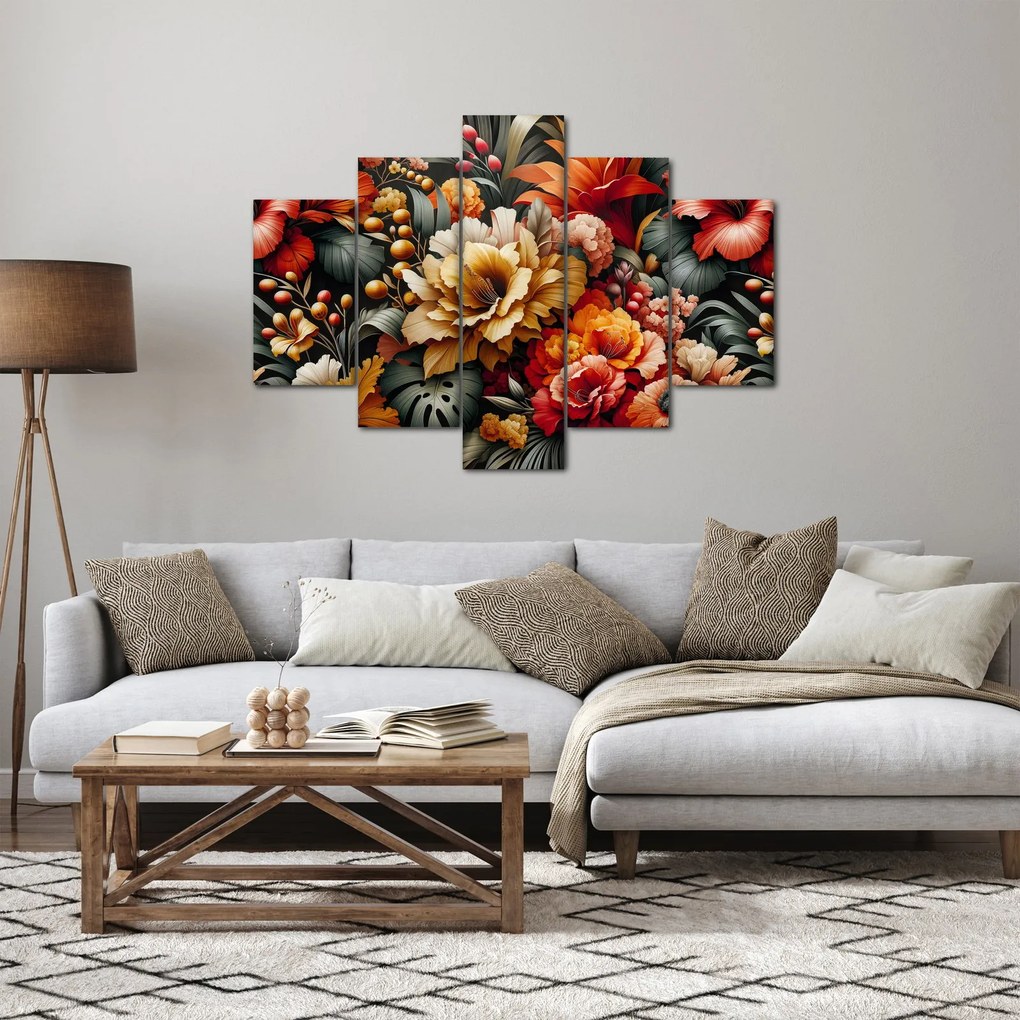 Obraz - Oranžovo-červené kvety (150x105 cm)