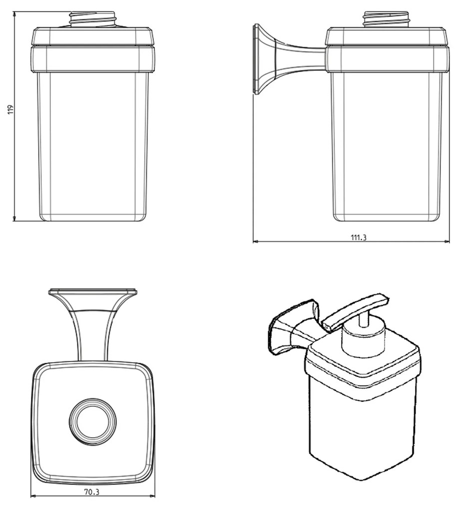 METAFORM METAFORM, AIDA dávkovač mydla 270 ml, mliečne sklo, chróm, AI019
