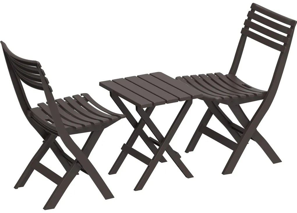 Skladací plastový balkónový nábytok 2+1, hnedy, Duramax IFOFXX081BR