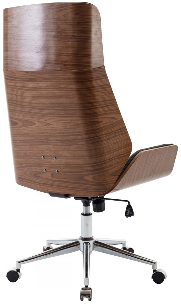 Design-Shop Kancelárska stolička Breda - koženka, drevo orech - Čierna