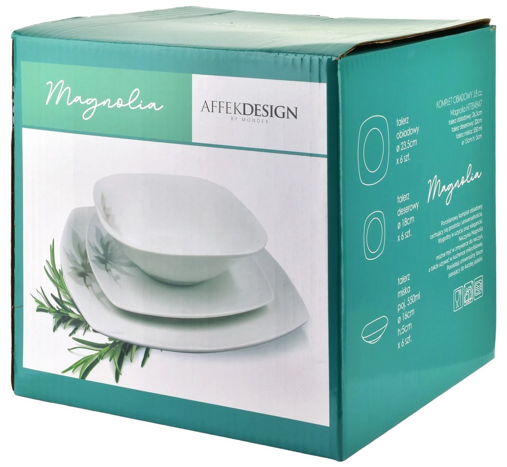 Porcelánová jídelní sada 18 ks talířů MAGNOLIA bílá