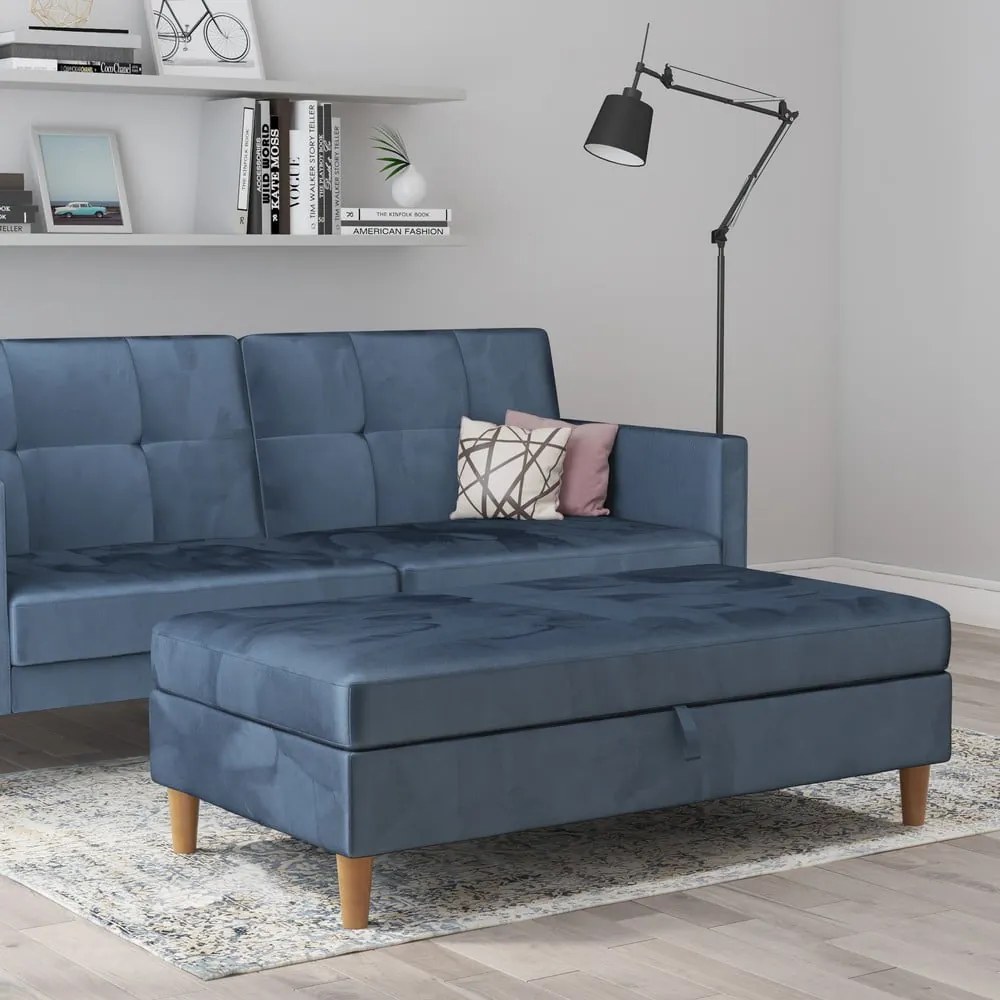 Modrá zamatová podnožka Lilly – Støraa