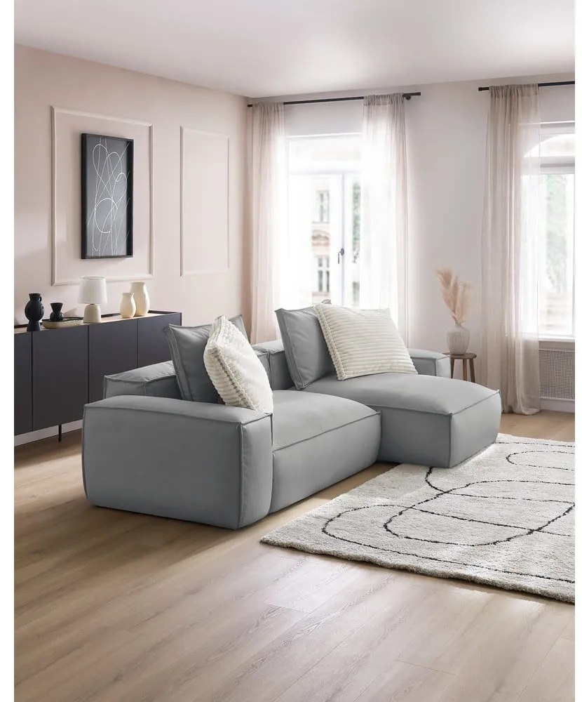 Svetlosivá rohová pohovka z imitácie kože Boheme – Bobochic Paris