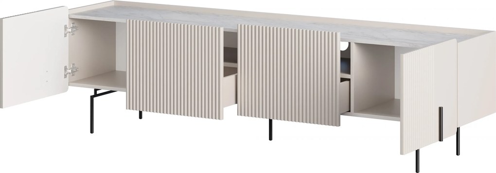 TV stolík Malmi 200 cm - kašmírová / crema bianca / čierna