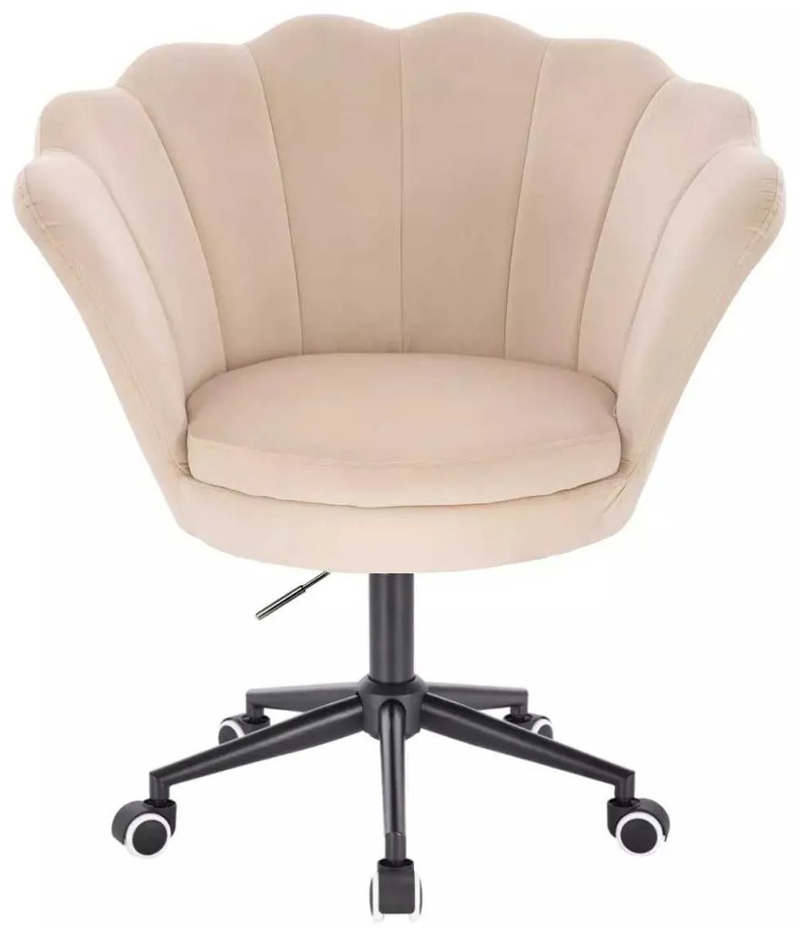 LuxuryForm DESIGN Kreslo FREY VELUR na čiernej podstave s kolieskami - krémové