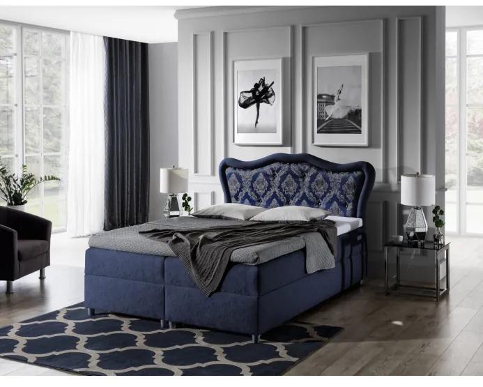 Boxspringová posteľ 120x200 GURI - modrá + topper ZDARMA