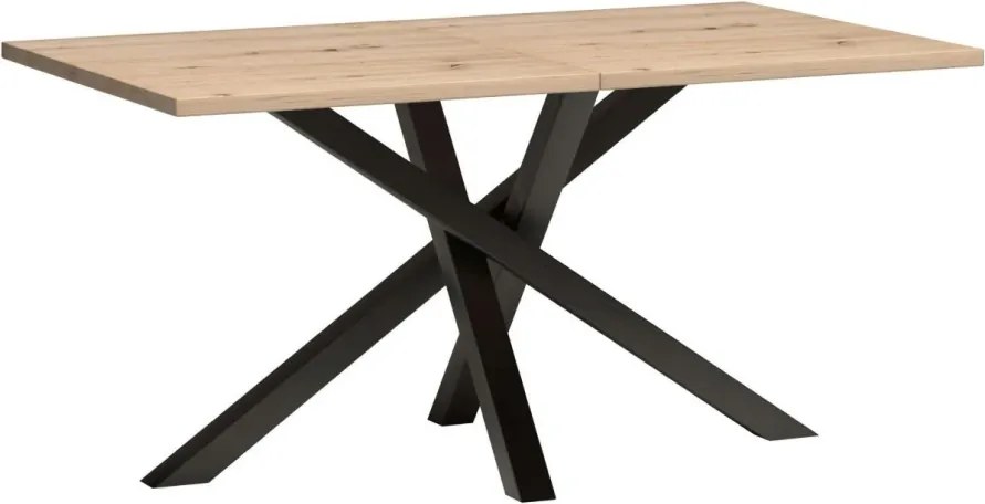 Jedálenský rozkladací stôl, dub artisan/čierna, 160-260x90x75 cm, KOLI