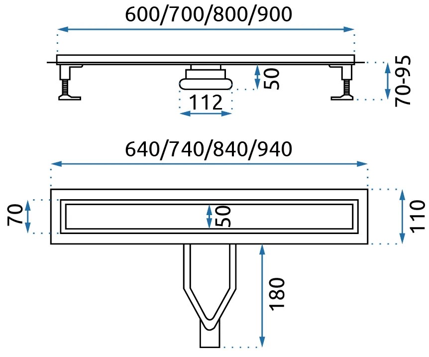 Rea NEOX Superflow, odtokový sprchový žľab 60 cm, čierna matná, REA-G7805