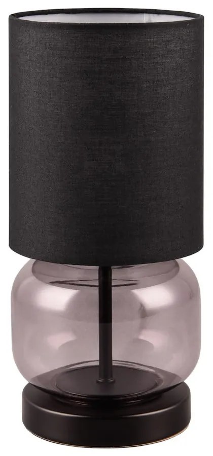 Čierno-fialová stolová lampa s textilným tienidlom (výška 28,5 cm) Elio – Trio