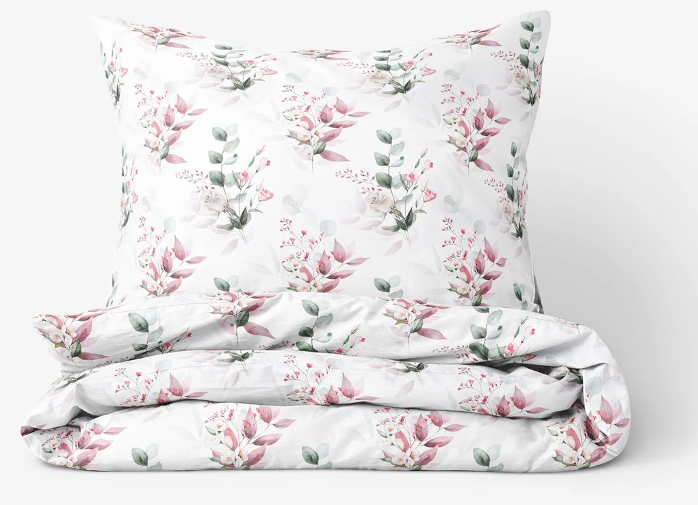 Goldea bavlnené posteľné obliečky deluxe - nežné ruže 140 x 220 a 70 x 90 cm