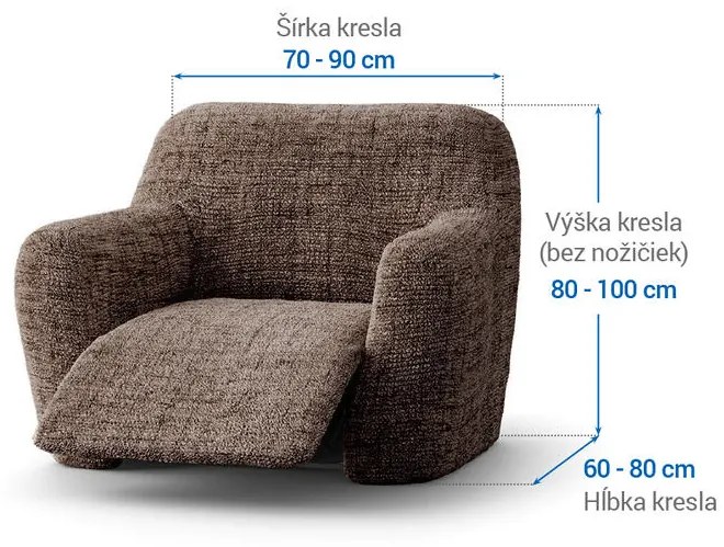 Bielastické poťahy VITTORIA hnedá relaxačné kreslo (š. 70 - 90 cm)