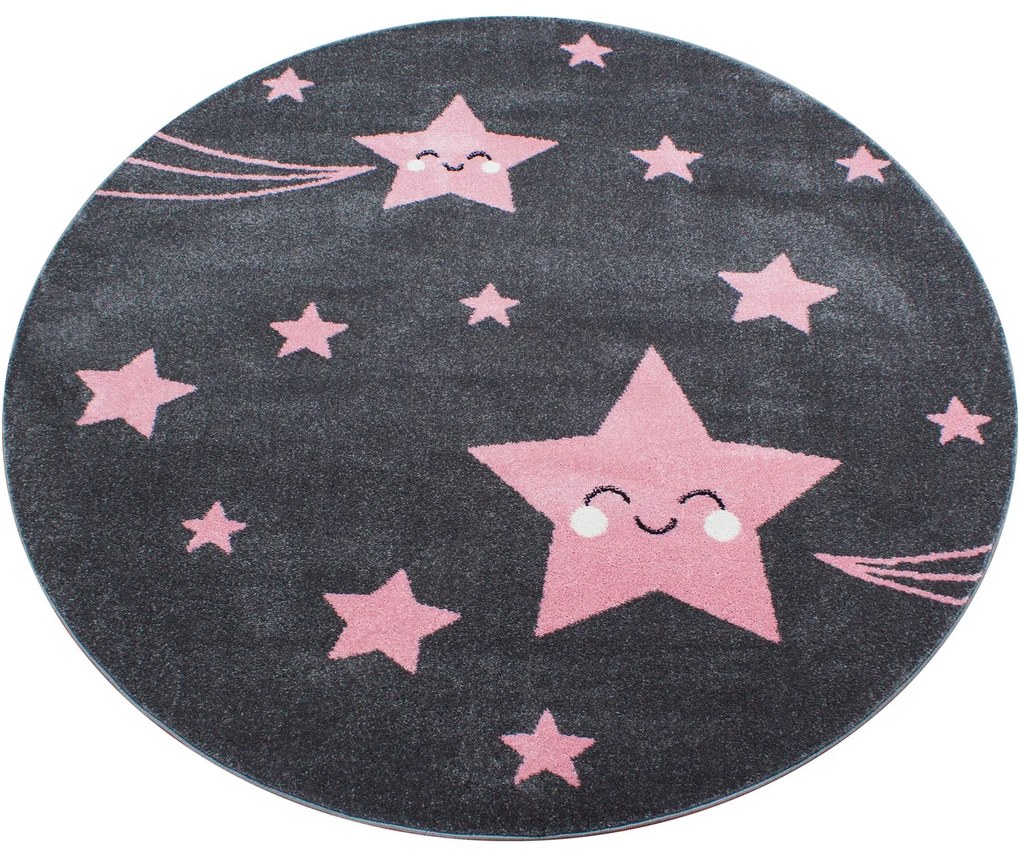 Ayyildiz, Kusový koberec Kids 610 pink kruh, 120x120 (priemer) kruh, ružová, detská izba