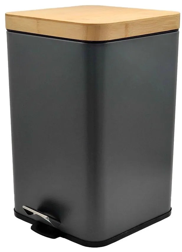 Kôš s pedálom a bambusovým vrchnákom štvorcový 30 l  FTC003C