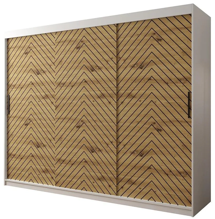 Skriňa Jodełka 1 250 biely/dub Artisan/čierna