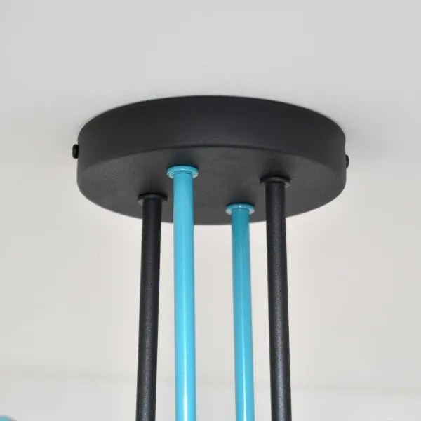 Prisadený luster OXFORD 4xE27/15W/230V čierna/tyrkysová