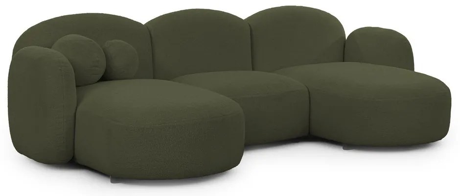 Zelená rohová pohovka z textílie buklé (do tvaru "U") Orbit – Ropez