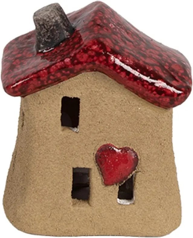 Decorative Figurine House 7x6x8 Cm Brown Red Ceramic - 7*6*8 cm