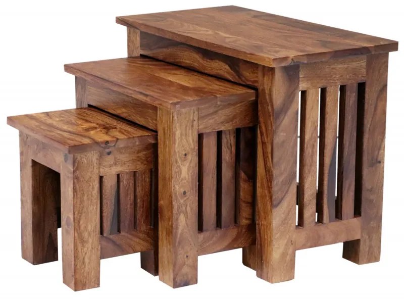 Odkladacie stolíky sada 3ks indický masív palisander Natural