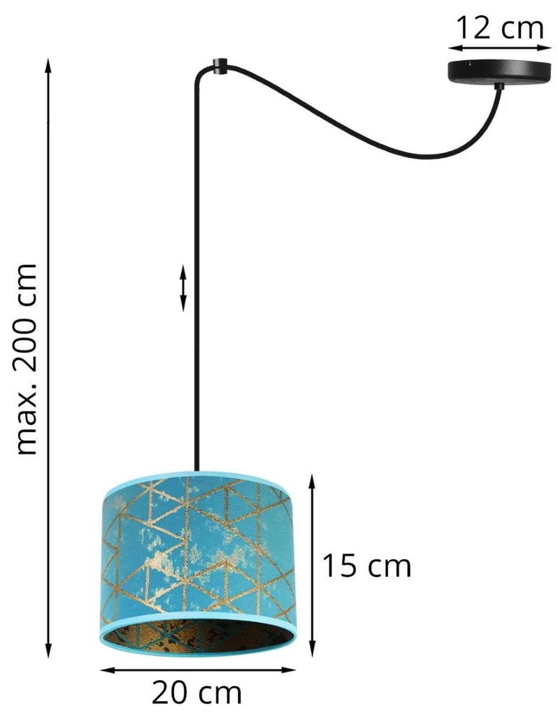 Závesné svietidlo Werona spider, 1x modré textilné tienidlo so vzorom, (výber z 2 faieb konštrukcie), g