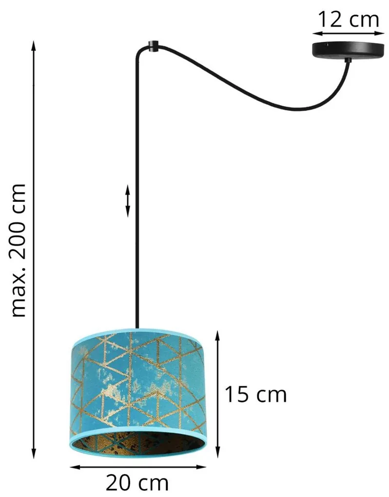 Závesné svietidlo Werona Spider, 1x modré textilné tienidlo so vzorom, (výber z 2 faieb konštrukcie), g