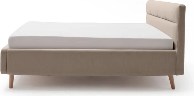 Béžová čalúnená dvojlôžková posteľ s úložným priestorom s roštom 180x200 cm Lotte – Meise Möbel