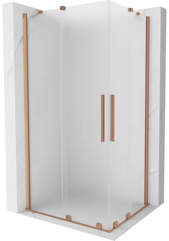 Mexen Velar Duo, sprchový kút s posuvnými dverami 100 x 90 cm, 8mm sklo námraza, medená matná, 871-100-090-32-65