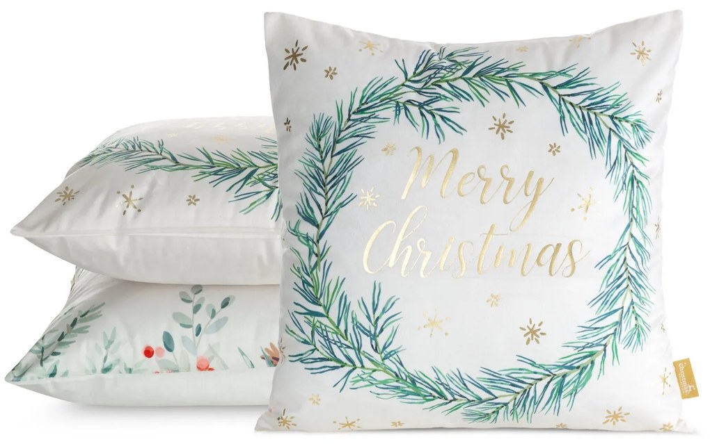 VIANOČNÁ DEKORAČNÁ OBLIEČKA NA VANKÚŠ MERRY1 45X45 CM VZOROVANÁ