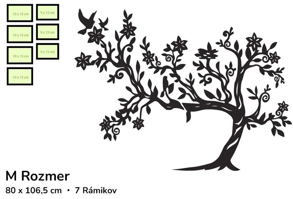 drevko Drevený strom s fotorámikmi Rozmer obrazu: 58 x 77 cm, Farba dekorácie: Čierna