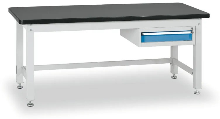 Pracovný stôl do dielne BL so závesným boxom na náradie, MDF + PVC doska, 1 zásuvka, 1800 x 750 x 800 mm