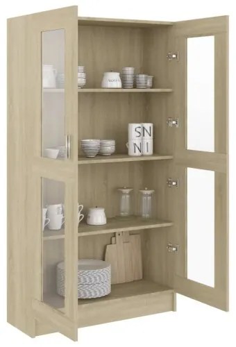 vidaXL Vitrína, dub sonoma 82,5x30,5x150 cm, drevotrieska-
