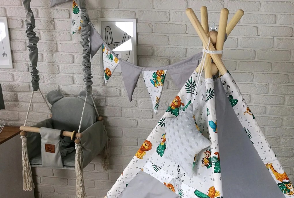 Detský stan teepee (típí) LUXURY s doplnkami - JUNGLE