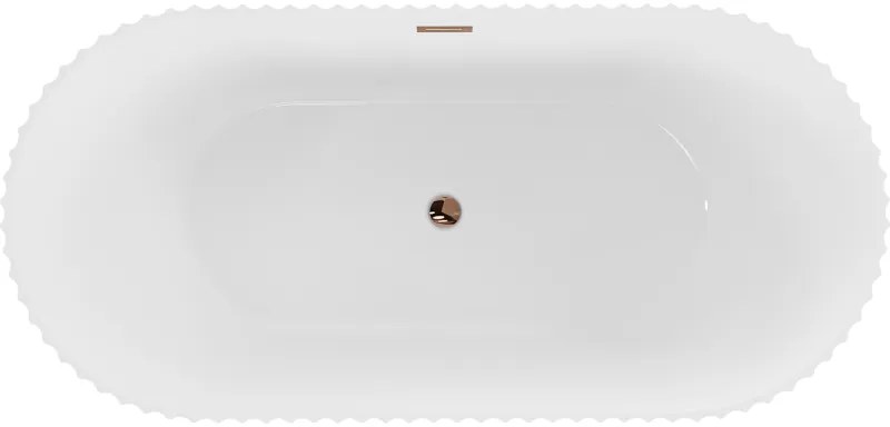 Mexen Paola, voľne stojaca vaňa, drážkovaná, 170 x 80 cm, biela lesklá, ružové zlato, 52721708000-60