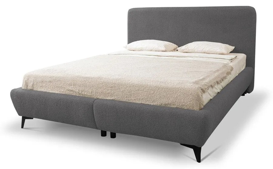 Tmavosivá čalúnená dvojlôžková posteľ s úložným priestorom s roštom 140x200 cm Makapu – Makamii