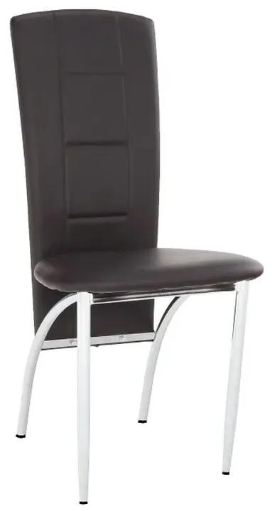 Moderná dizajnová stolička, tmavohnedá ekokoža