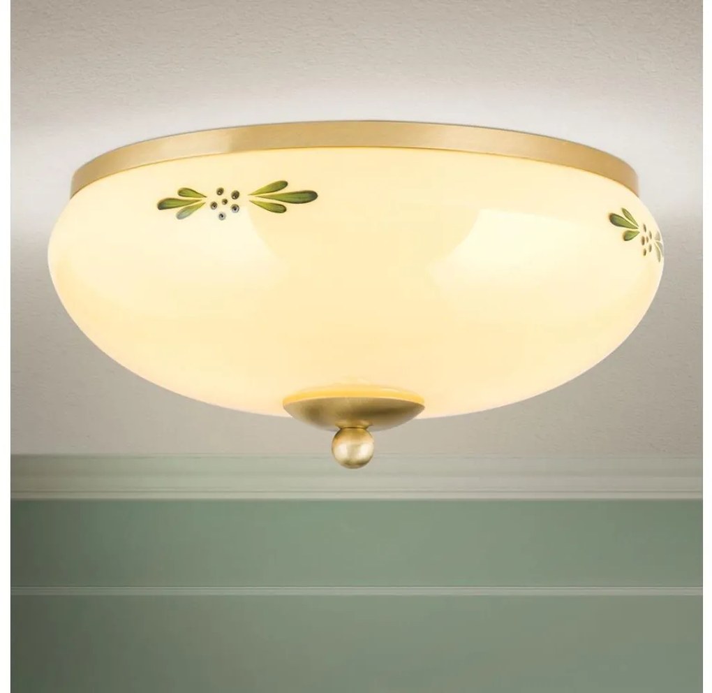 Orion DL 7-673 - Stropné svietidlo LANDHAUS 2xE27/60W/230V pr. 28 cm mosadz/béžová