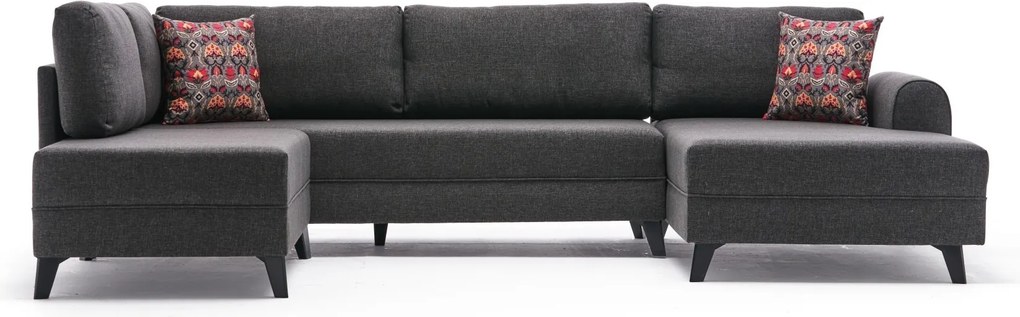 Rohová rozkládací sedací souprava Belen 300 cm antracitová