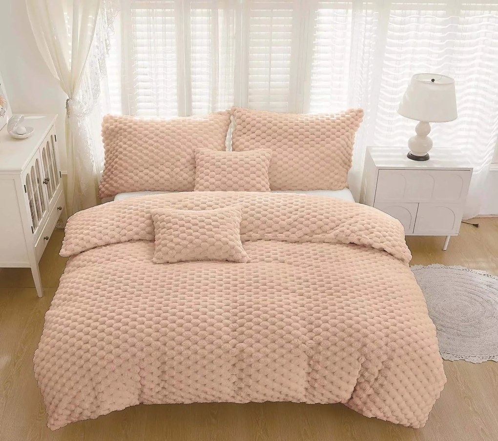 3 dielne Mikroplyšové obliečky 200x140cm+90x70cm Exclusive Sweet svetlo hnede TiaHome