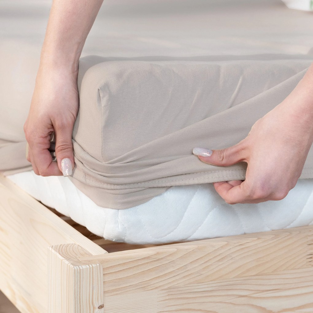 Goldea jersey elastická plachta - sivohnedá 90 x 200 cm