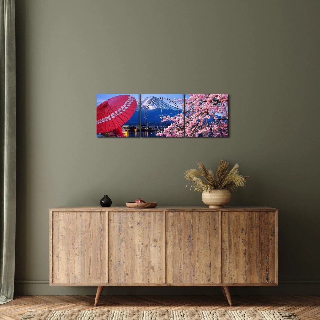 Obraz - Výhľad na vrchol, Japonsko (s hodinami) (90x30 cm)
