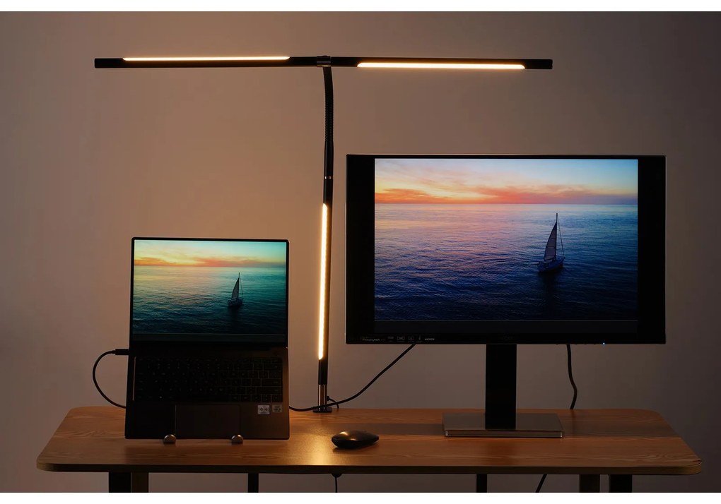 Stolná LED lampa NOX, svorka, diaľkové ovládanie