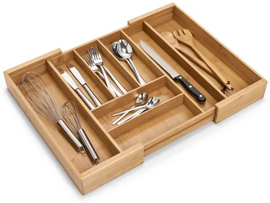 Zeller Present Bambusový príborník, nastaviteľný organizér do zásuvky ZELLER - 35-58 x 43 cm
